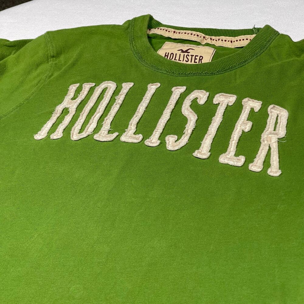 Hollister California Men’s Large Green Logo Spellout T-Shirt Y2K Mall Style